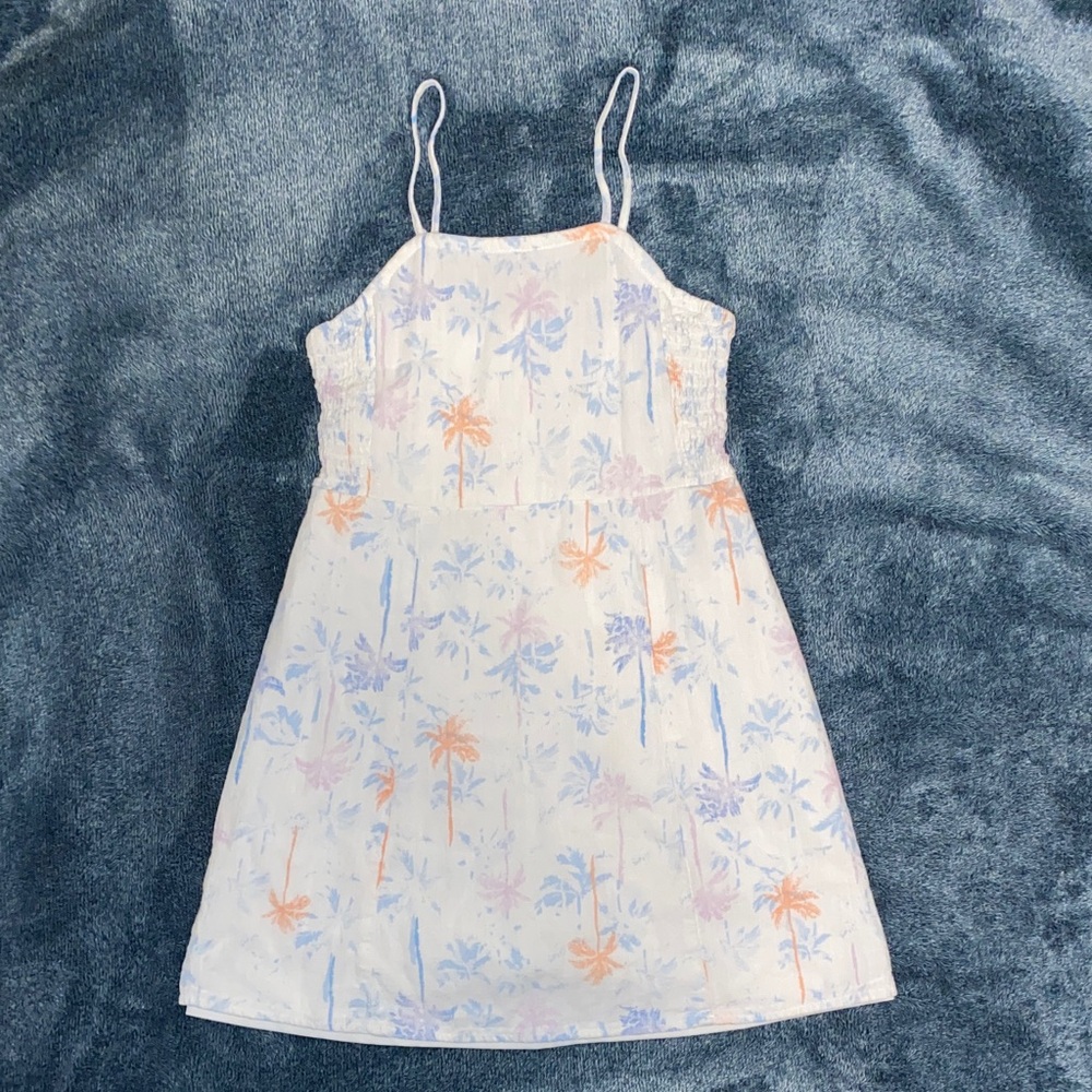 Art Class White Dress with Blue and Orange Accents